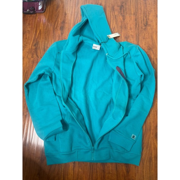 NWT WeSC Hoodie Mens SZ L Blue Black Icon Hood Logo Full Zip Sweatshirt - Picture 3 of 7